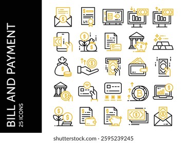 Bill and Payment icon pack. Set icon design