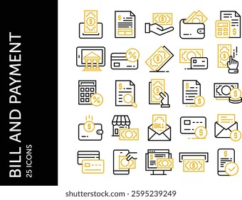 Bill and Payment icon pack. Set icon design