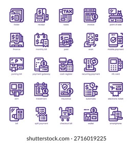 Bill and Payment Icon pack for your website, mobile, presentation, and logo design. Bill and Payment Icon line basic color design. Vector graphics illustration and editable stroke.