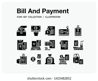 Bill And Payment 
Icons Set. UI Well-crafted Vector Thin Line Icons. The illustrations are a vector.