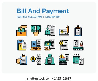 Bill And Payment 
Icons Set. UI Well-crafted Vector Thin Line Icons. The illustrations are a vector.