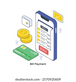 Bill Payment isometric Colored illustration. EPS File stock illustration