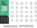 
Bill Payment Line Editable Icons set. Vector illustration in modern thin line style of finance related icons: document, atm, cash, and other. Pictograms and infographics for mobile apps.
