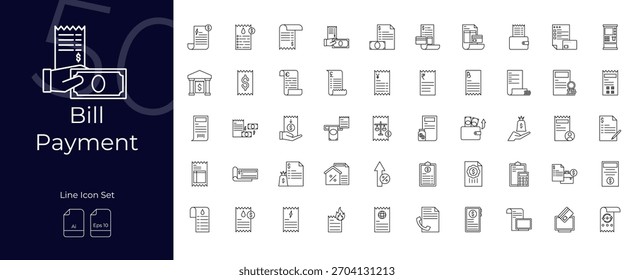 Bill Payment Line Editable Icons set