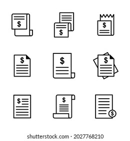 Icono de línea de pago de factura conjunto ilustración vectorial.