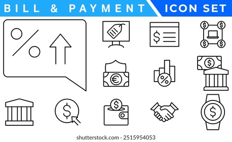 ícone Faturamento e Método de Pagamento. Pagamento de Fatura, Carteira de Dinheiro, Pagamento Rápido, Deslizamento de Cartão, Faturas Fáceis, Pagamento Direito, Caixa Digital, Pagamento Seguro, Atenuação de Fatura, Carteira de Moedas