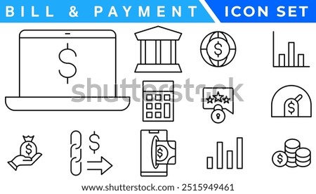 Bill And Payment Method icon. Bill Pay, Cash Wallet, Quick Pay, Card Swipe, Easy Bills, Pay Right, Digital Cash, Secure Pay, Bill Ease, Coin Wallet