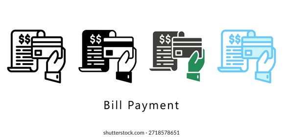 Ícone De Vários Estilos De Pagamento De Faturamento. Mini Ilustração Relaciona-Se Com O Serviço De Pagamento. Use Para O Desenvolvimento Moderno De Conceitos, Ui, Ux Web E Aplicativos.