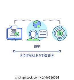 Bill payment provider concept icon. Online billing services, banking application idea thin line illustration. Customer service, support call center. Vector isolated outline drawing. Editable stroke