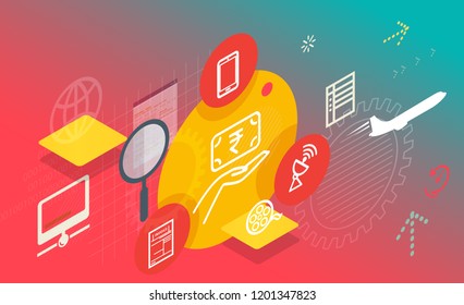 Bill Payment and Recharge Services Abstract Illustration as EPS 10 File