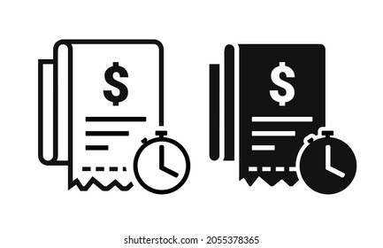 Bill payment with time clock icon. Pay bill waiting. Illustration vector