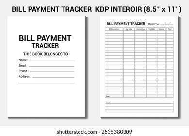 bill payment tracker KDP Interior template designs