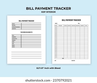 Bill Payment Tracker Log Book KDP Interior