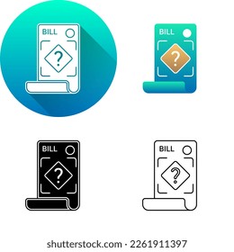 Bill Payment Unknown Unrecognize Asset Finance Icon, Set of Flat Long Shadow, Black-White Silhouette, Line Art Logo Icon Symbol Isolated on White Background Financial, Bank, Business