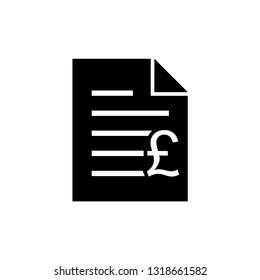Bill and Pound sterling vector icon. Invoice, bill icon suitable for info graphics, websites and print media and interfaces.