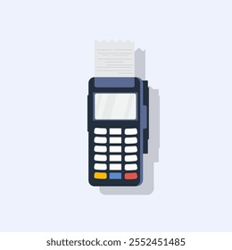 Máquina de pago 2d del Comprobante de la factura, concepto de Ilustración vectorial de procesamiento del pago de la factura