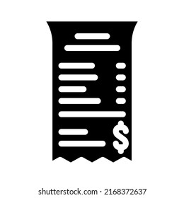 bill receipt glyph icon vector. bill receipt sign. isolated symbol illustration