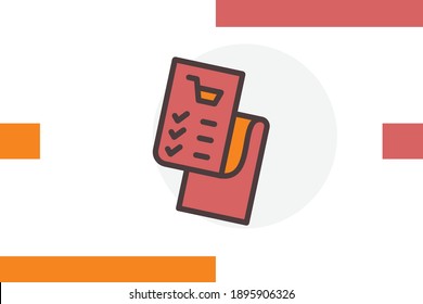 Icono de recibo de facturación rellenó el concepto de color de línea relacionado con el mercado, la tienda y los elementos comerciales.