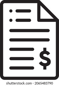 Icono de facturación, icono de recepción o logotipo aislado símbolo de signo ilustración vectorial 