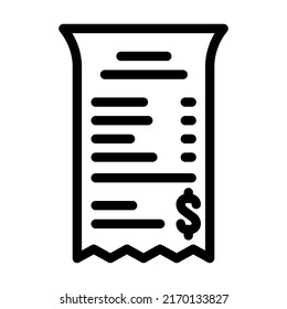 vector de icono de línea de recepción de facturación. signo de recepción de facturación. símbolo de contorno aislado ilustración negra