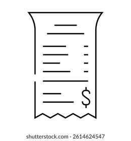 bill receipt line icon vector. bill receipt sign. isolated contour symbol black illustration