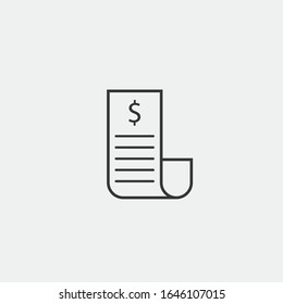 bill receipt line vector icon dollar sign