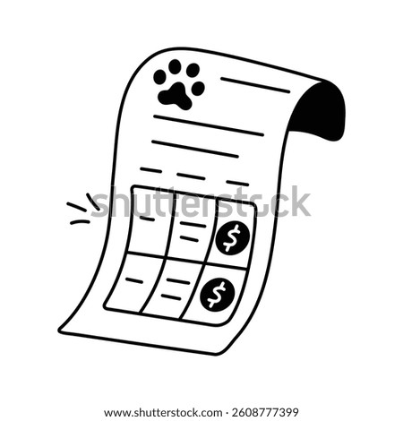 Bill or receipt for pet services or product purchases