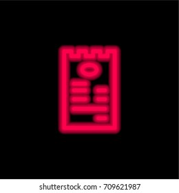 Bill red glowing neon ui ux icon. Glowing sign logo vector