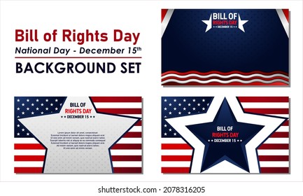 Bill Of Rights Day. December 15. Template For Background, Banner, Card, Or Poster. With A Star Icon And USA Flag. Premium And Luxury Vector Illustration