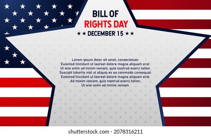 Bill Of Rights Day. December 15. Template For Background, Banner, Card, Or Poster. With A Star Icon And USA Flag. Premium And Luxury Vector Illustration