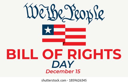 Bill of Rights Day in the United States, a commemoration of the ratification of the first 10 amendments to the US Constitution. December 15. Background, banner, card, poster design. Vector EPS10. svg