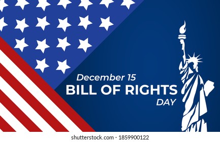 Bill of Rights Day in the United States, a commemoration of the ratification of the first 10 amendments to the US Constitution. December 15. Background, banner, card, poster design. Vector EPS10. svg