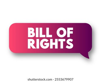 Bill of Rights is the first 10 Amendments to the Constitution, text concept message bubble