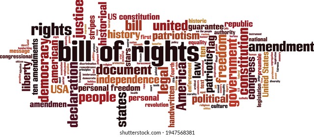 Bill Of Rights Word Cloud Concept. Collage Made Of Words About Bill Of Rights. Vector Illustration