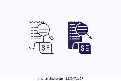 Bill scan, invoice search vector illustration icon