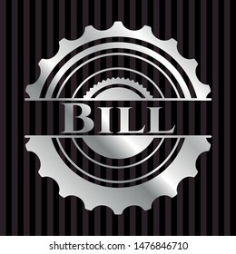 Bill silvery shiny emblem. Vector Illustration. Mosaic.