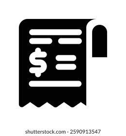 bill solid icon. vector icon for your website, mobile, presentation, and logo design.