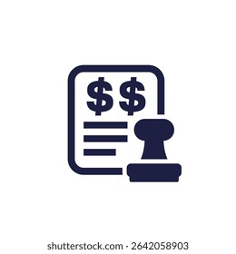 Bill and stamp icon with dollars