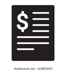 Bill statement or expense invoice flat vector icon for financial apps and websites