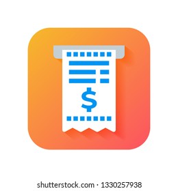 Bill, tax document, invoice icon. Modern Icon in Flat style on Gradient background. Vector icon for any purposes, suitable for business, finance theme
