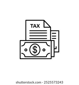 Bill and tax icon line vector on white background 