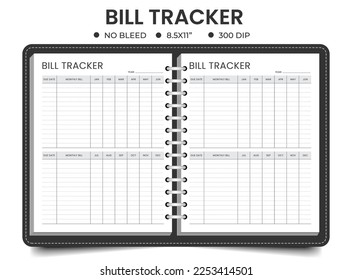 Planificador de libretas de seguimiento de Bill tracker o plantilla de bloc de notas	