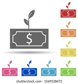 Bill, usd, sprout in multi color style icon. Simple glyph, flat vector of business icons for ui and ux, website or mobile application