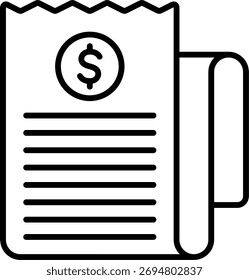 Rechnungsvektordesign im modernen Stil, Zahlungseingang und Finanztransaktionskonzept, Business Accounting Illustration. Liniensymbol