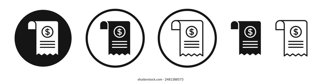 Bill vector icon set in black and white color.