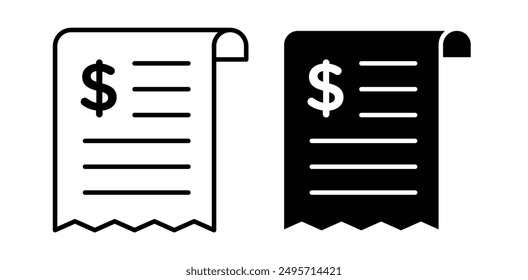 bill vector icon set in black color.