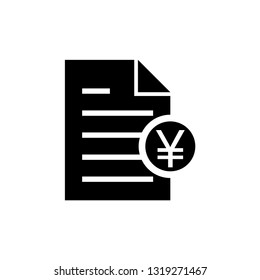 Bill and Yen vector icon. Invoice, bill icon suitable for info graphics, websites and print media and interfaces.