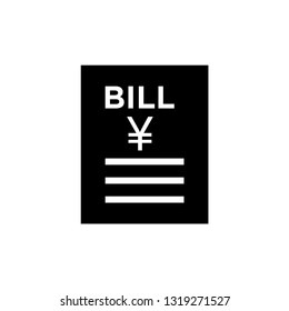 Bill and Yen vector icon. Invoice, bill icon suitable for info graphics, websites and print media and interfaces.