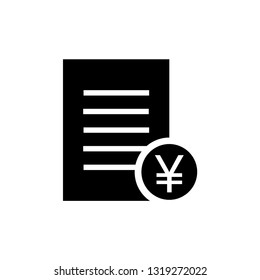 Bill and Yen vector icon. Invoice, bill icon suitable for info graphics, websites and print media and interfaces.