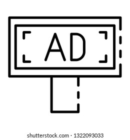 Billboard ad icon. Outline billboard ad vector icon for web design isolated on white background